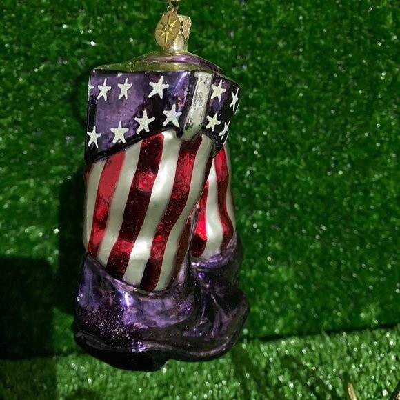 Christopher Radko Western Boot Ornament Red White and Blue, about 5.5 inches - Picture 3 of 7